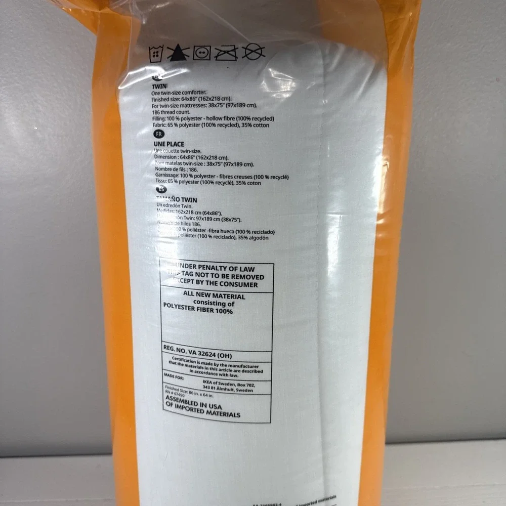 IKEA SMASPORRE Comforter Warm Twin White Easy to Clean Cotton/Polester Blend